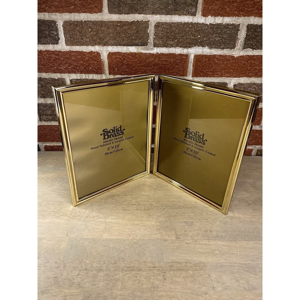 Vintage Mid-Century Solid Brass Bifold Picture Frame‎ Gold 8x10  Modern Heritage
